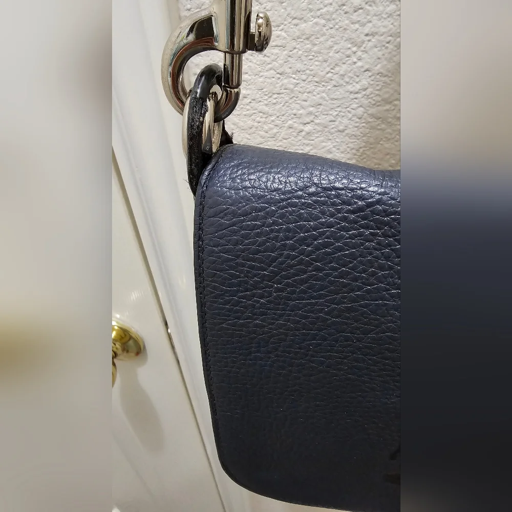 Coach Carriage Navy Blue Pebbled Grain Leather Messenger and Wallet Set EUC - Picture 4 of 16